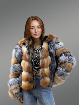 Womens Combo Fox Fur Jacket–Charm & Comfort of Fur from Red Fox & Silver Fox