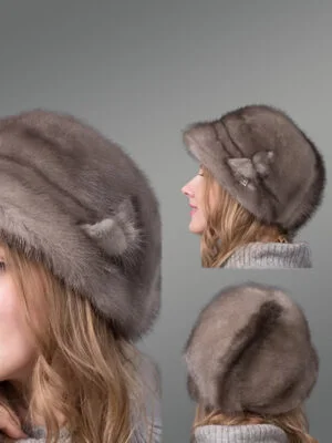 Womens Mink Bucket Hat with Butterfly Accent – Chic, Feminine & Comforting