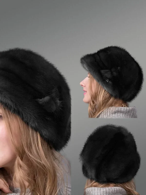 Womens Mink Bucket Hat with Butterfly Accent – Chic, Feminine & Comforting - Image 2