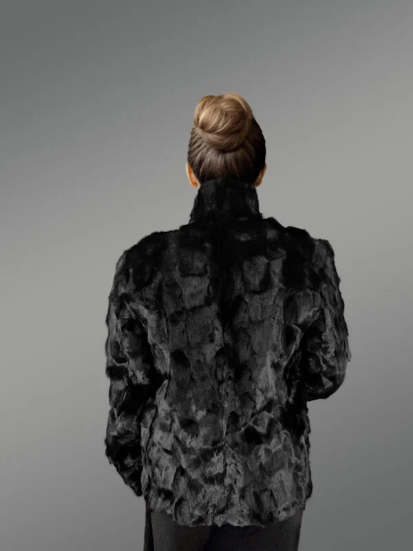 Women’s Sheared Mink Turtle Neck Jacket - Image 2