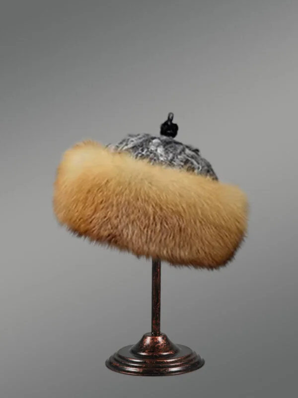 Fox Fur Roller Cap with Persian Lamb Top - Image 2
