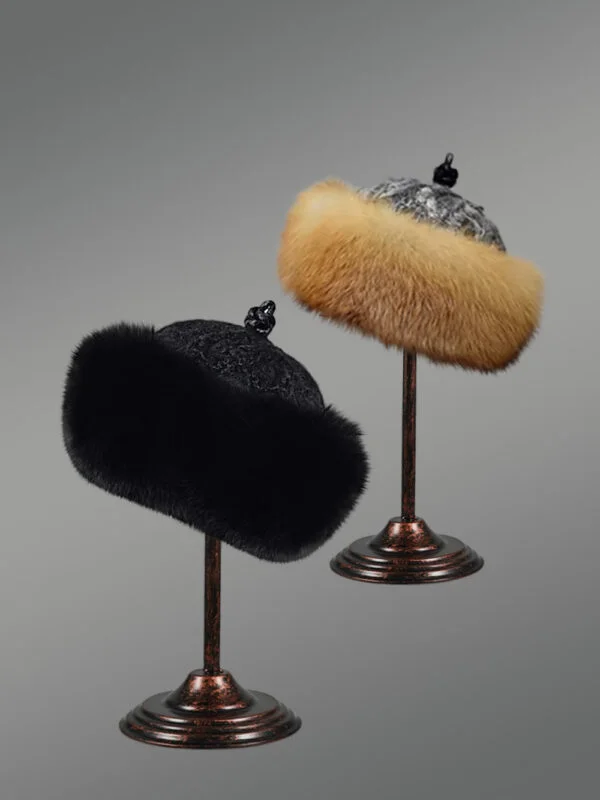 Fox Fur Roller Cap with Persian Lamb Top - Image 3
