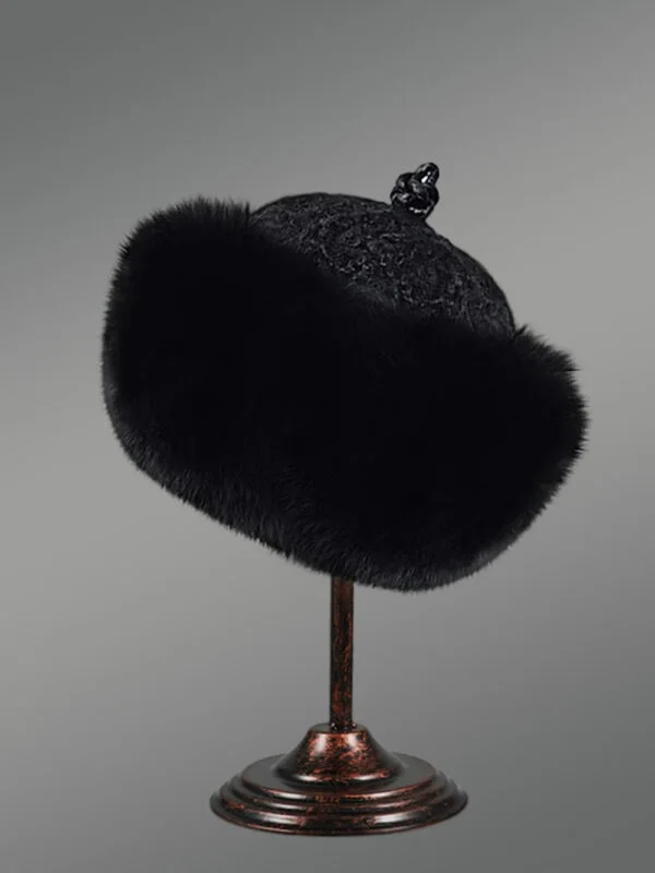 Fox Fur Roller Cap with Persian Lamb Top