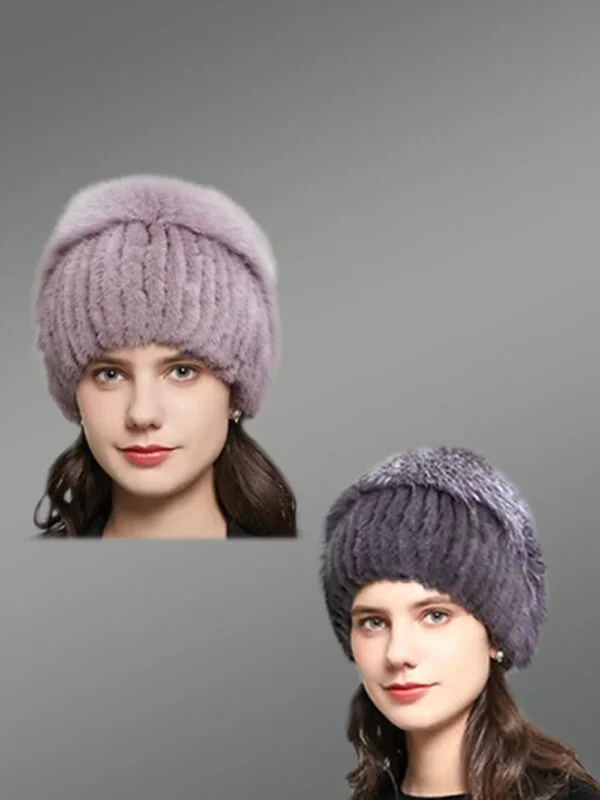 Mink Beanie Hat with Fox Top Redefining Winter Elegance for Women - Image 2
