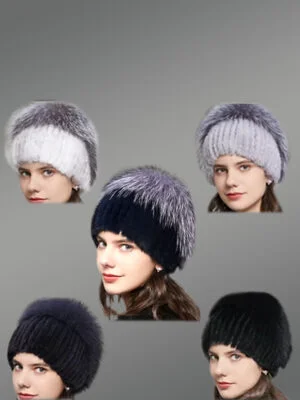 Mink Beanie Hat with Fox Top Redefining Winter Elegance for Women