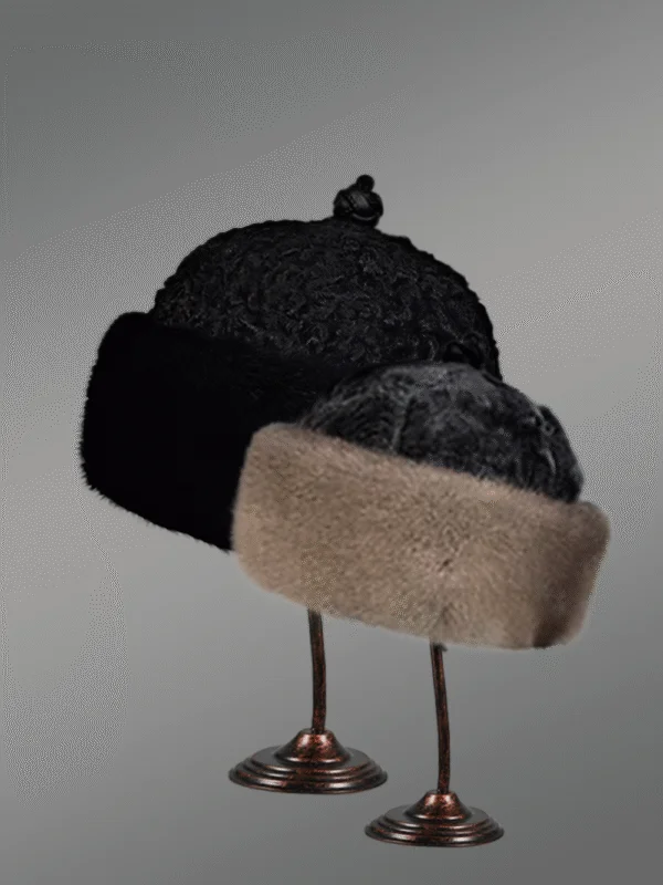 Mink Roller Hat with Persian lamb Top- an Embodiment of Winter Elegance