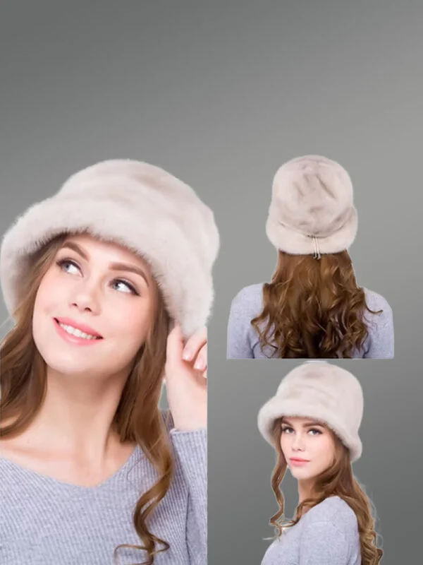 Womens Classic Mink Bucket Hat Personifying Warm Elegance