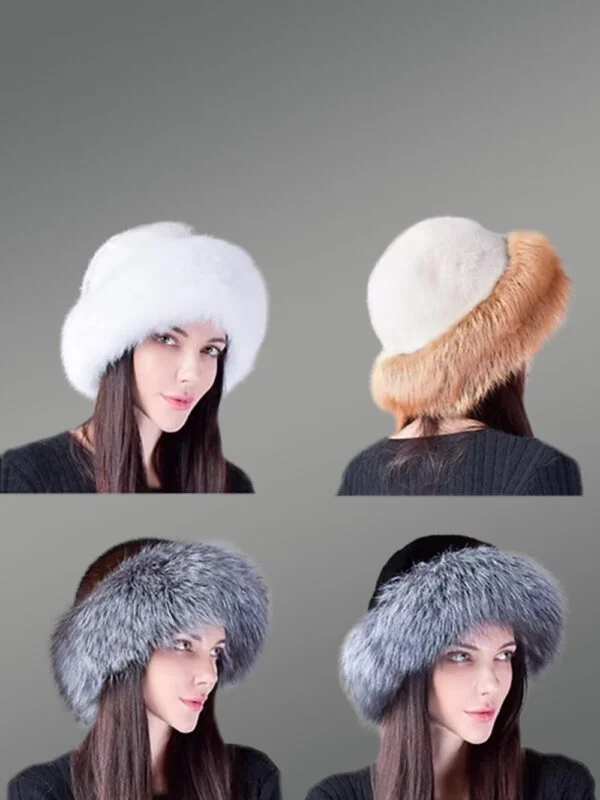 Fox Roller Hat with Mink Top