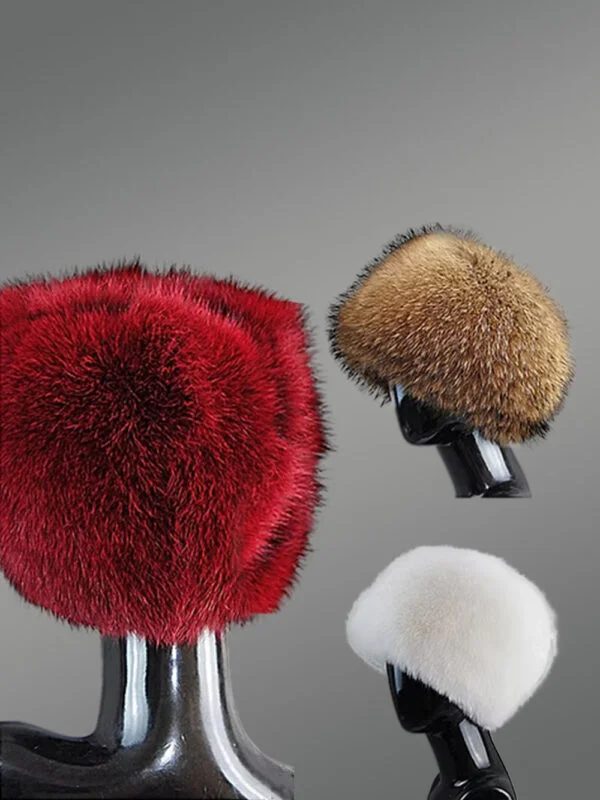 Full Fox Fur Beret Cap Hat