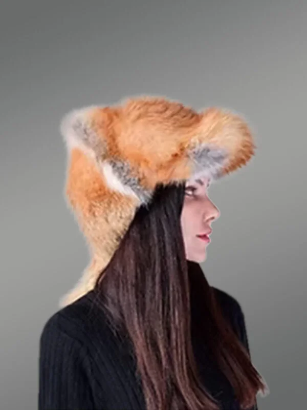 Full Ref Fox Fur Hat with Tail Back - Image 3