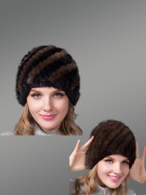 Womens Diagonal Cut Mink Hat–Unique, Modish & Comfortable