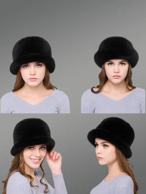 Womens Mink Bucket Hat with Brim Looks Classy in Three Cool Shades
