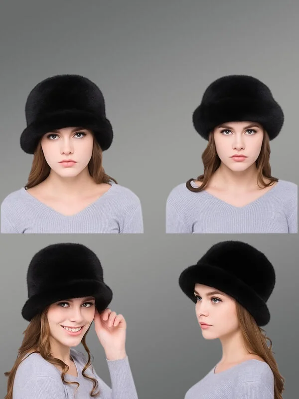 Womens Mink Bucket Hat with Brim Looks Classy in Three Cool Shades