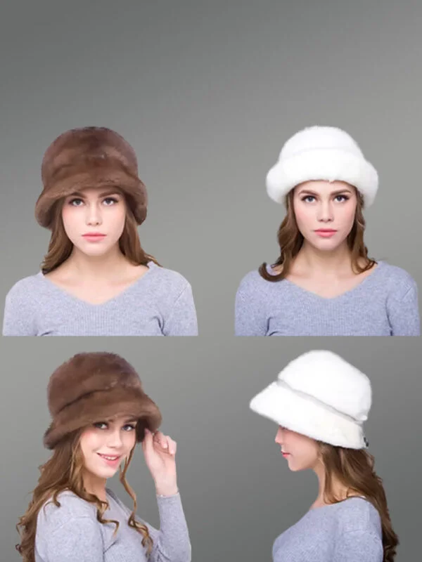 Womens Mink Bucket Hat with Brim Looks Classy in Three Cool Shades - Image 2