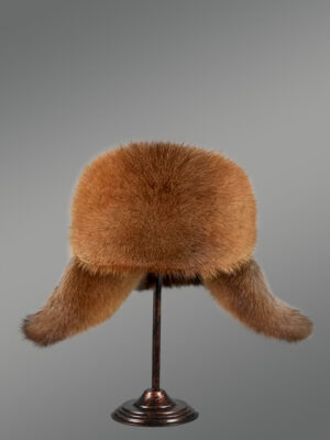 Women’s Red Fox Trapper Hat with Leather Top