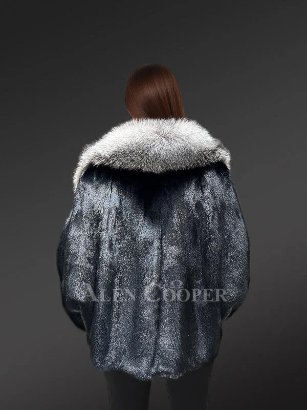 Women’s Fullskin Mink Coat with Fox Collar - Image 2