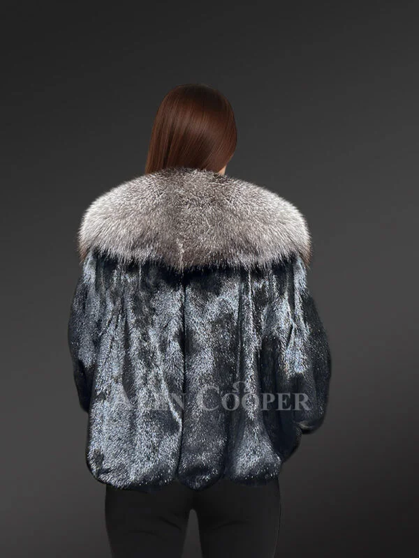 Women’s Fullskin Mink Coat with Fox Collar - Image 3